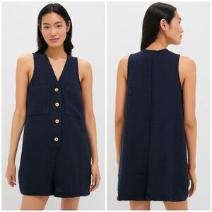 TUCKERNUCK Pomander Place Navy Textured Tweed Romper Size XL Quiet Luxury Resort